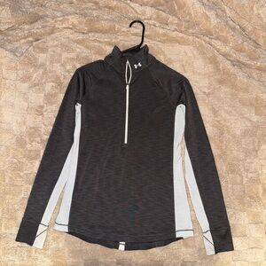 Under Armour Charcoal and Light Gray Half-Zip Cold Gear Top - Size Small